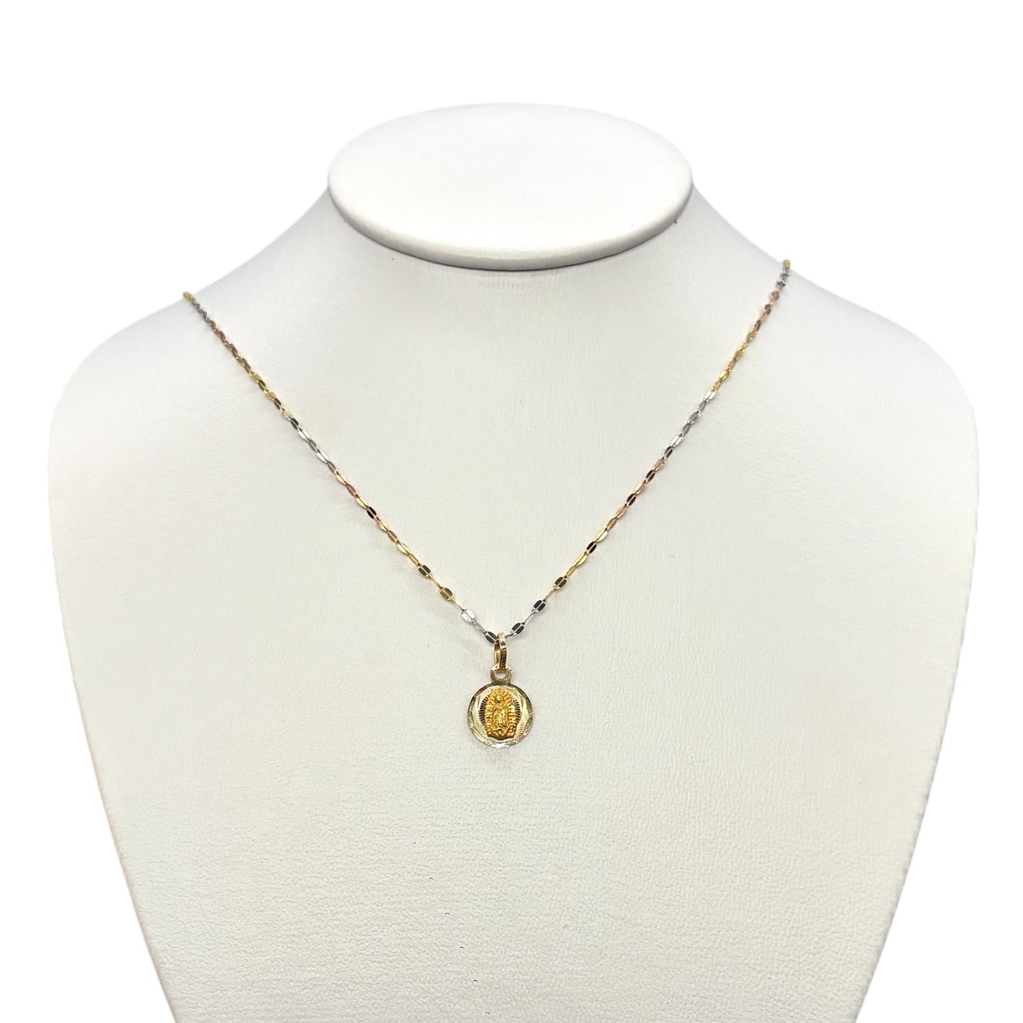 Cadena y dije Virgen de Guadalupe Florentina Oro 14 k