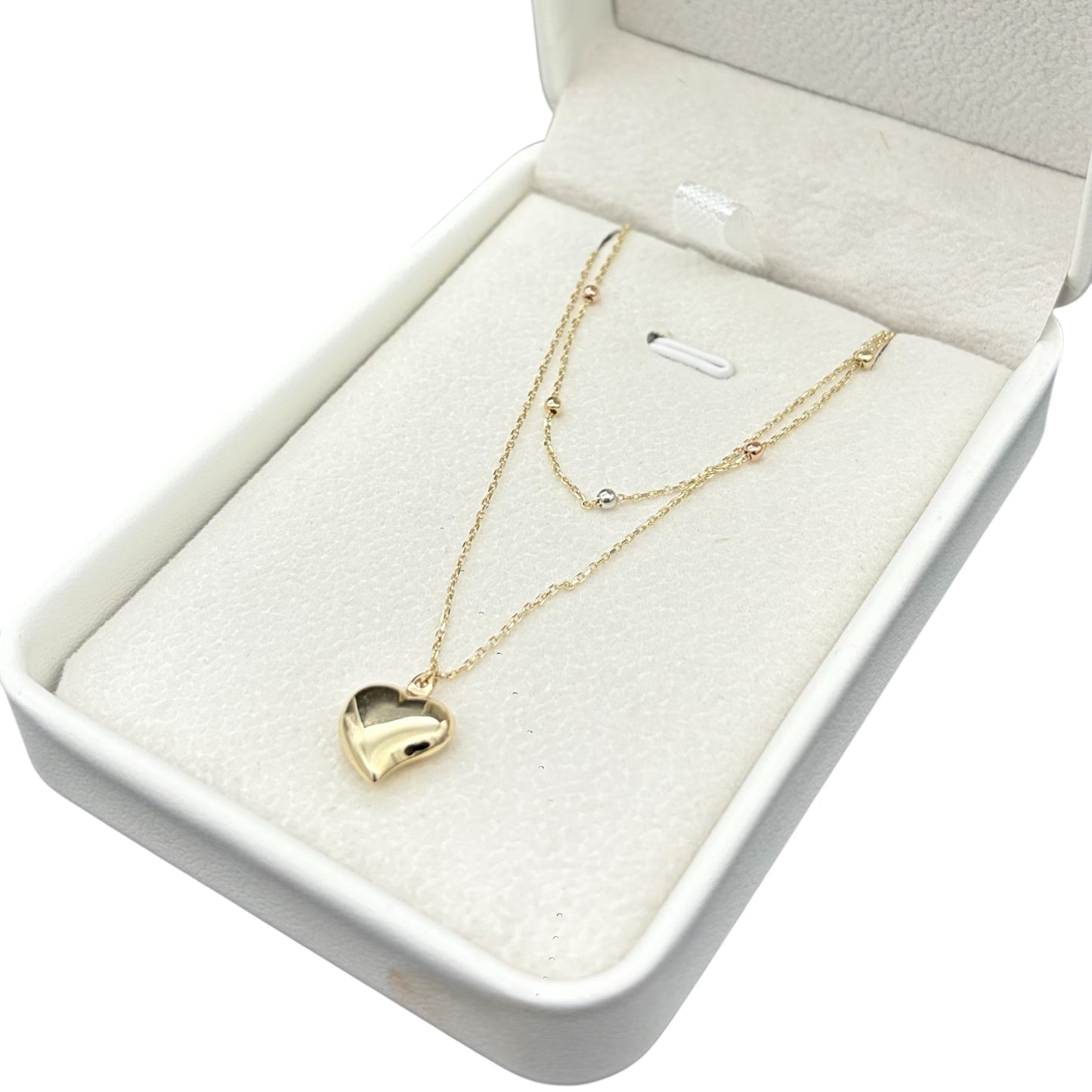 Gargantilla Doble Corazón Oro 14 k