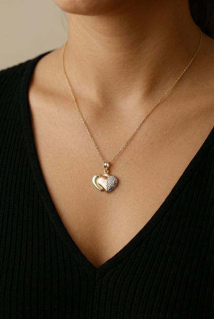 Dije Corazón doble Oro 14k
