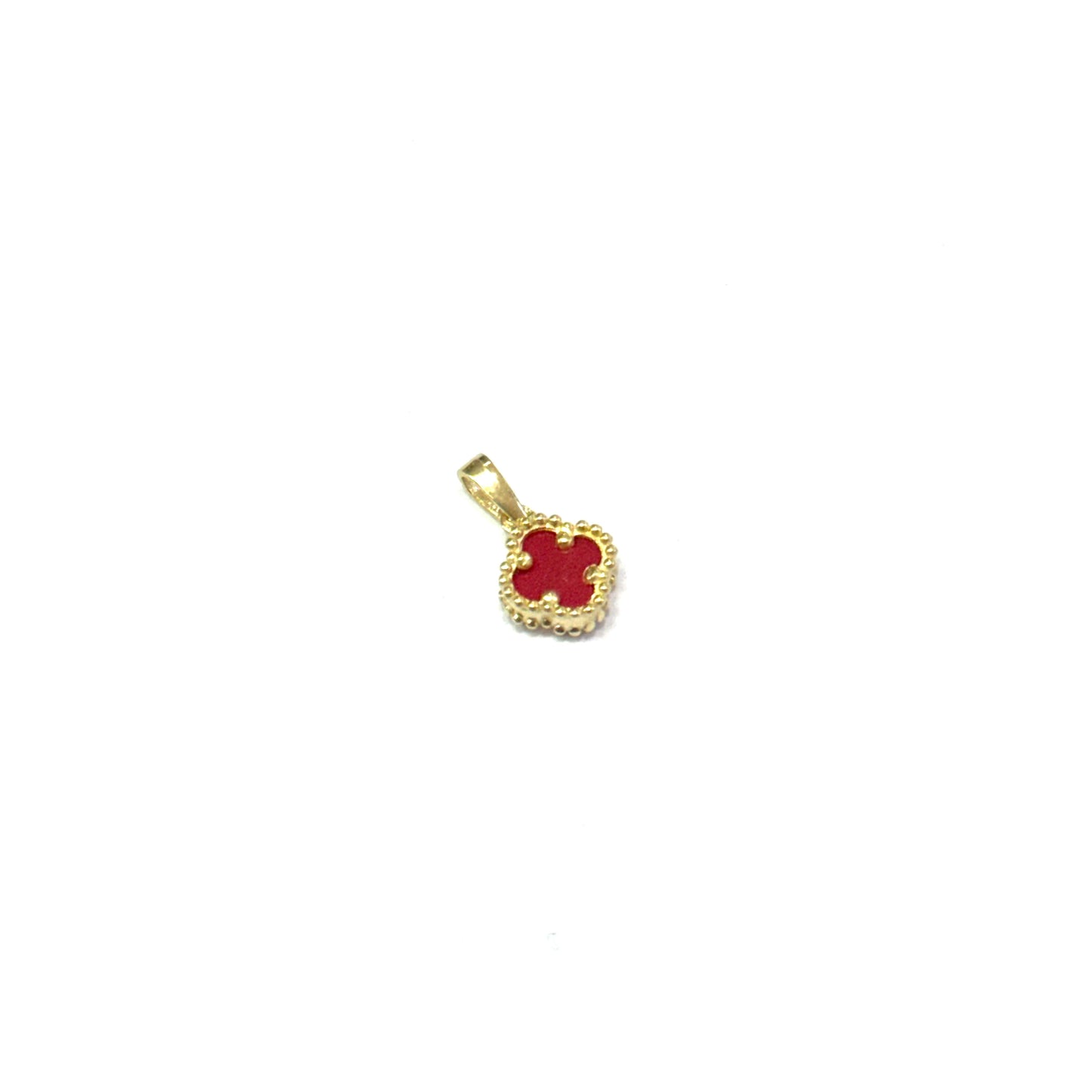 Dije mini Trébol Rojo Oro 14k