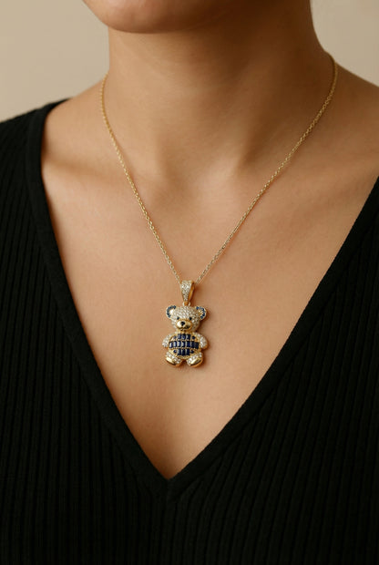 Dije Oso azul Oro 14k