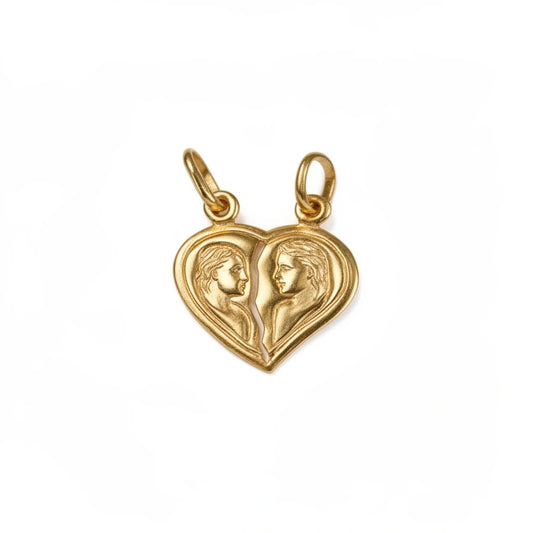 Dije Corazón Amor Partido Oro 14k