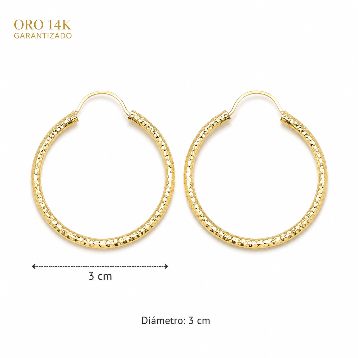 Arracadas oro 3cm diámetro 14k