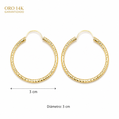 Arracadas oro 3cm diámetro 14k