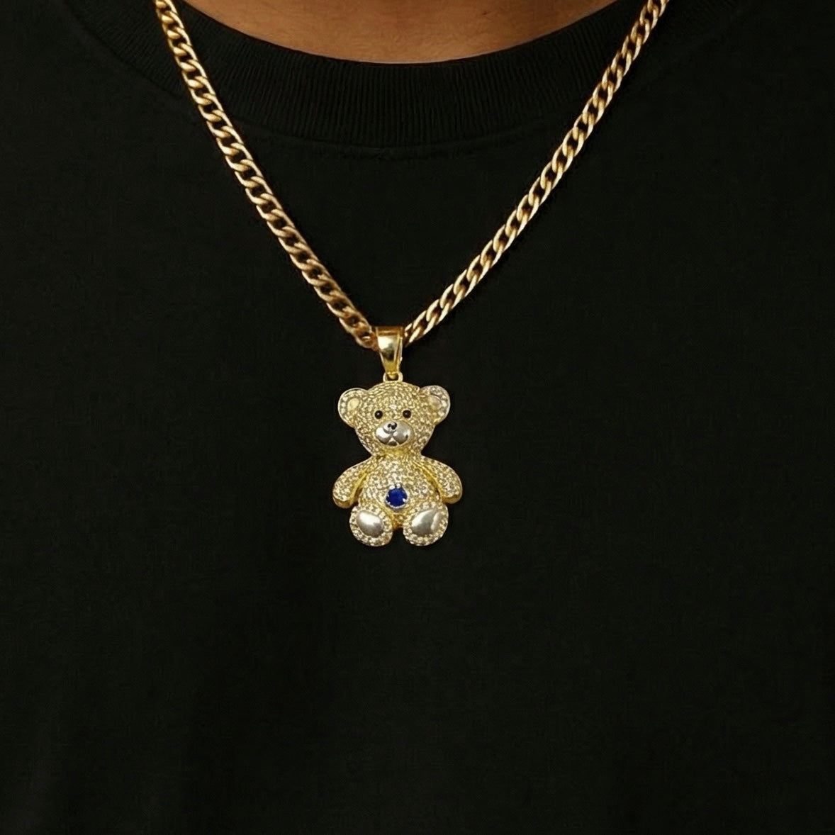 Dije Oso pancita azul Oro 14K