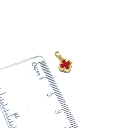 Dije mini Trébol Rojo Oro 14k