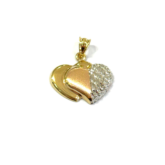 Dije Corazón doble Oro 14k