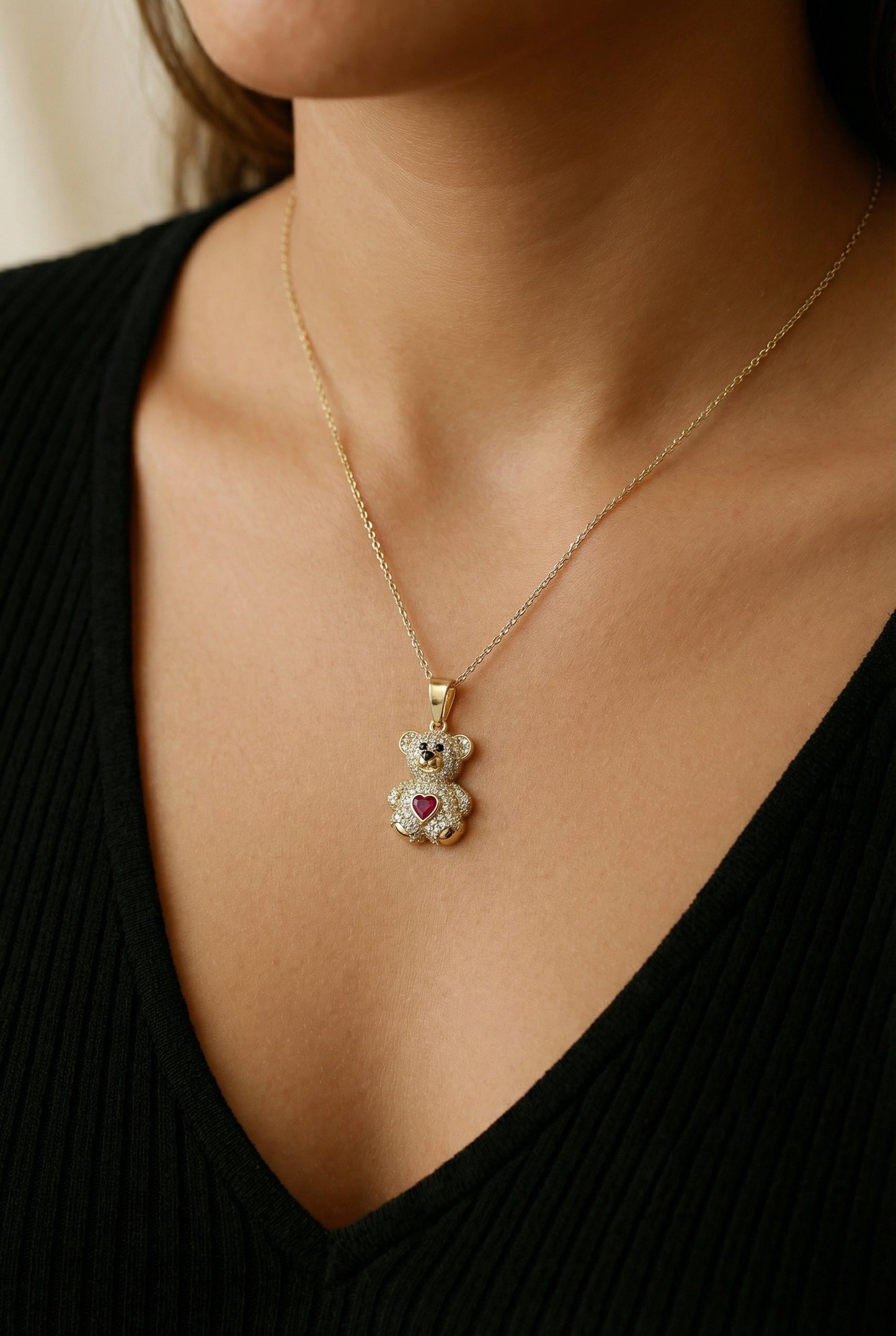 Dije Oso corazón Oro 14K