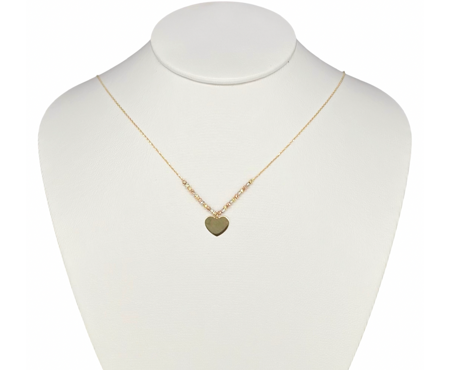 Gargantilla de corazón liso con bolitas diamantadas Oro 14 k