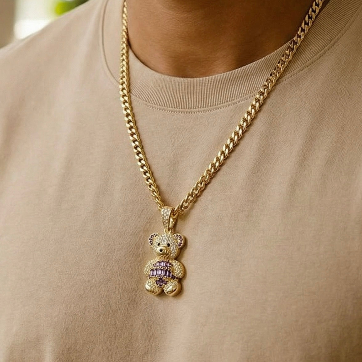 Dije Oso Lila Oro 14k