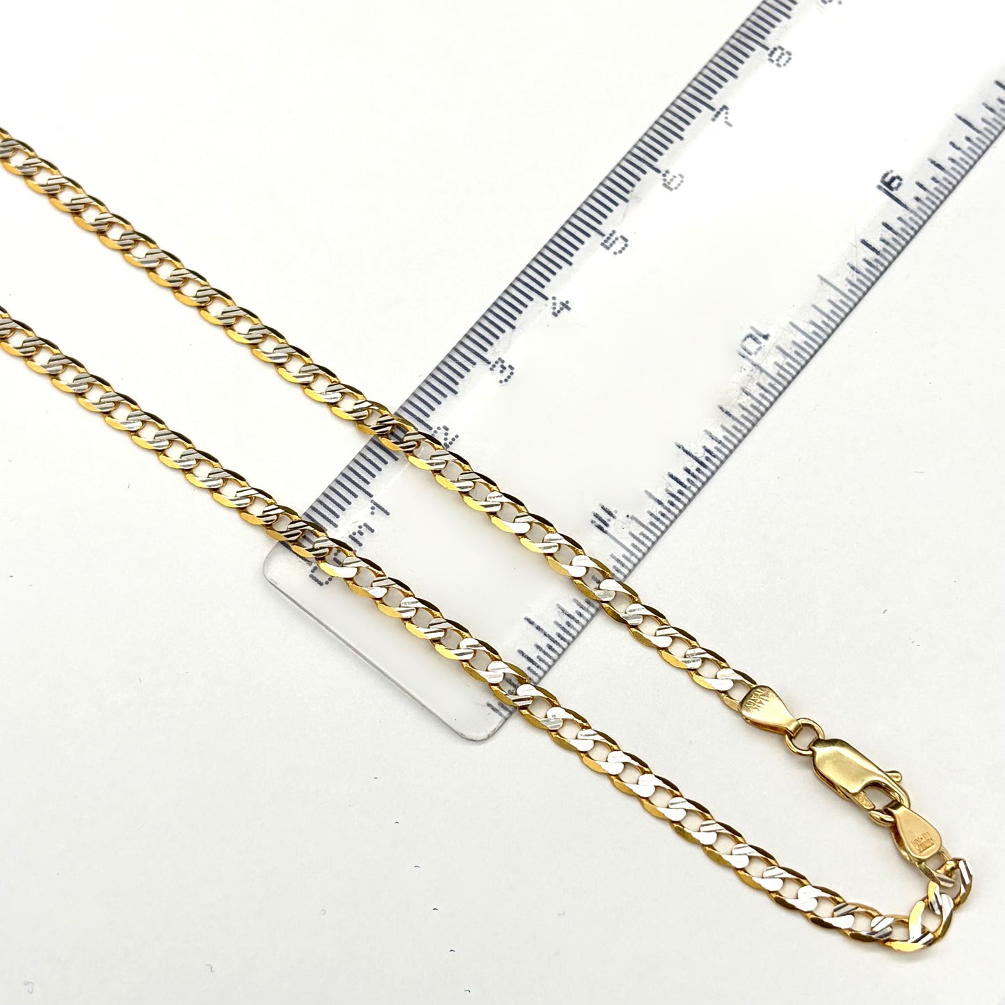 Cadena Cubana Abierta Sólida Oro 14k