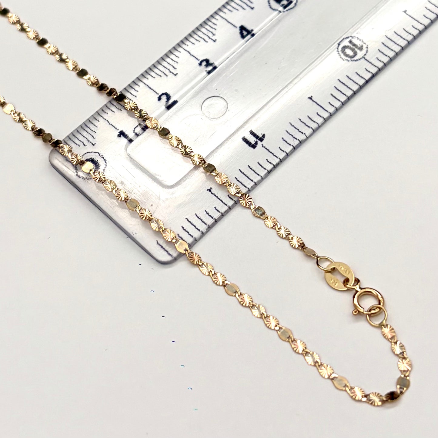 Cadena Espejo Delgada Sólida Oro 14k