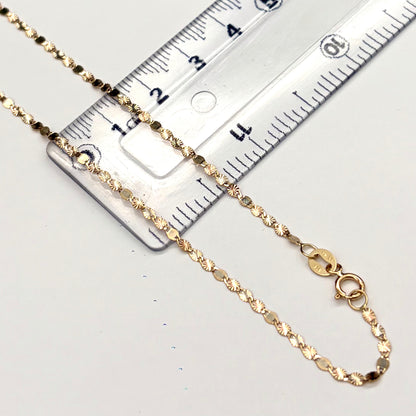 Cadena Espejo Delgada Sólida Oro 14k