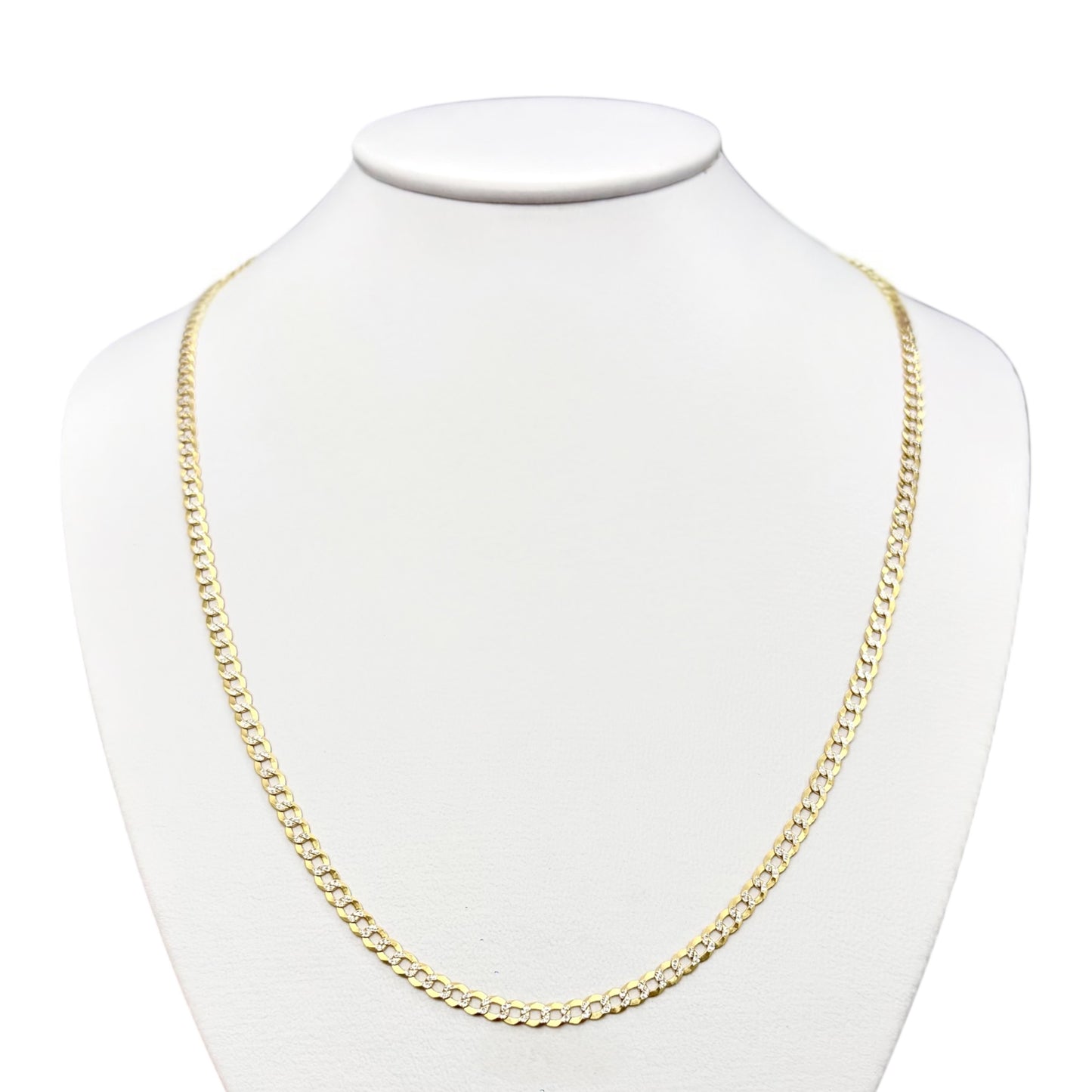 Cadena Cubana Bicolor Sólida Oro 14k