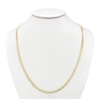 Cadena Cubana Bicolor Sólida Oro 14k