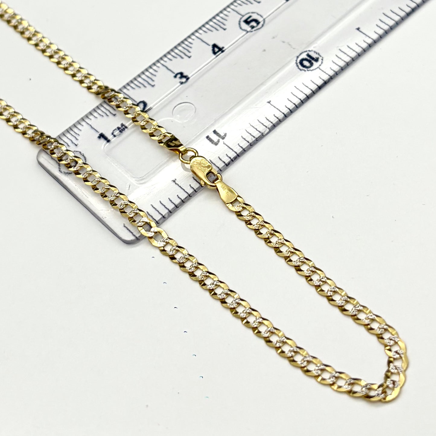 Cadena Cubana Bicolor Sólida Oro 14k