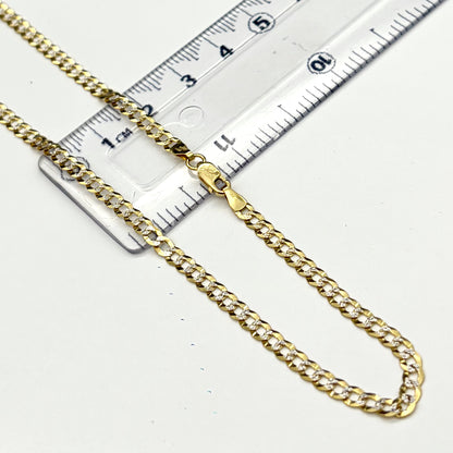 Cadena Cubana Bicolor Sólida Oro 14k