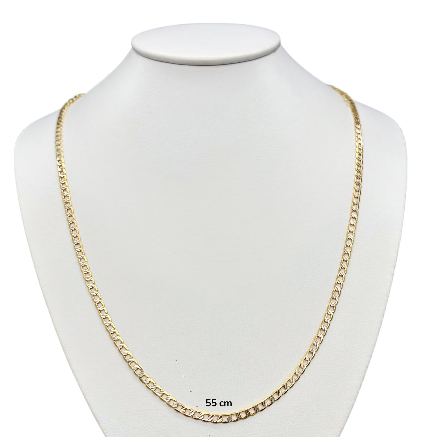 Cadena Cubana Amarilla y Blanca Sólida Oro 14k