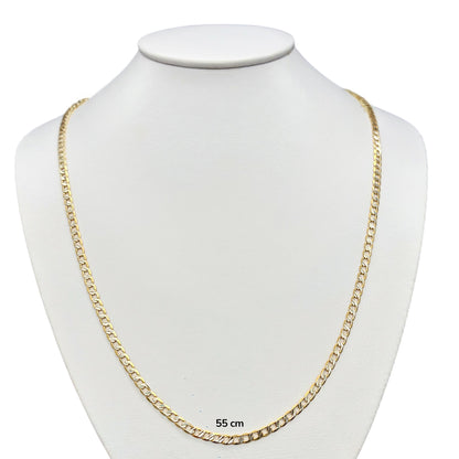 Cadena Cubana Amarilla y Blanca Sólida Oro 14k