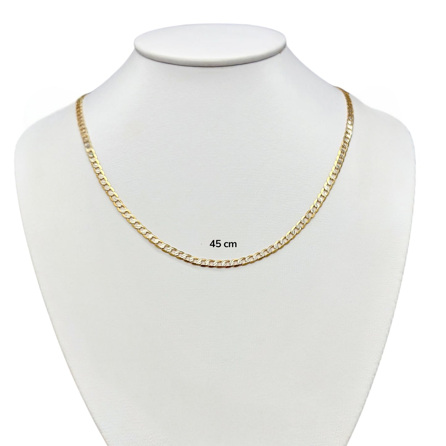 Cadena Cubana Amarilla y Blanca Sólida Oro 14k