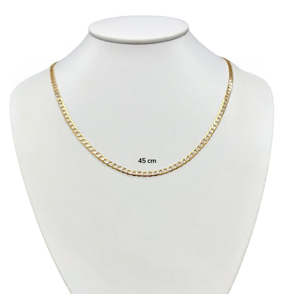 Cadena Cubana Amarilla y Blanca Sólida Oro 14k
