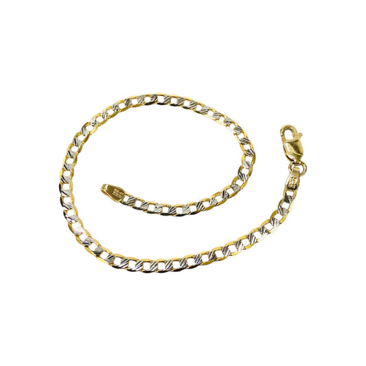 Pulsera Cubana Abierta Sólida Oro 14 k