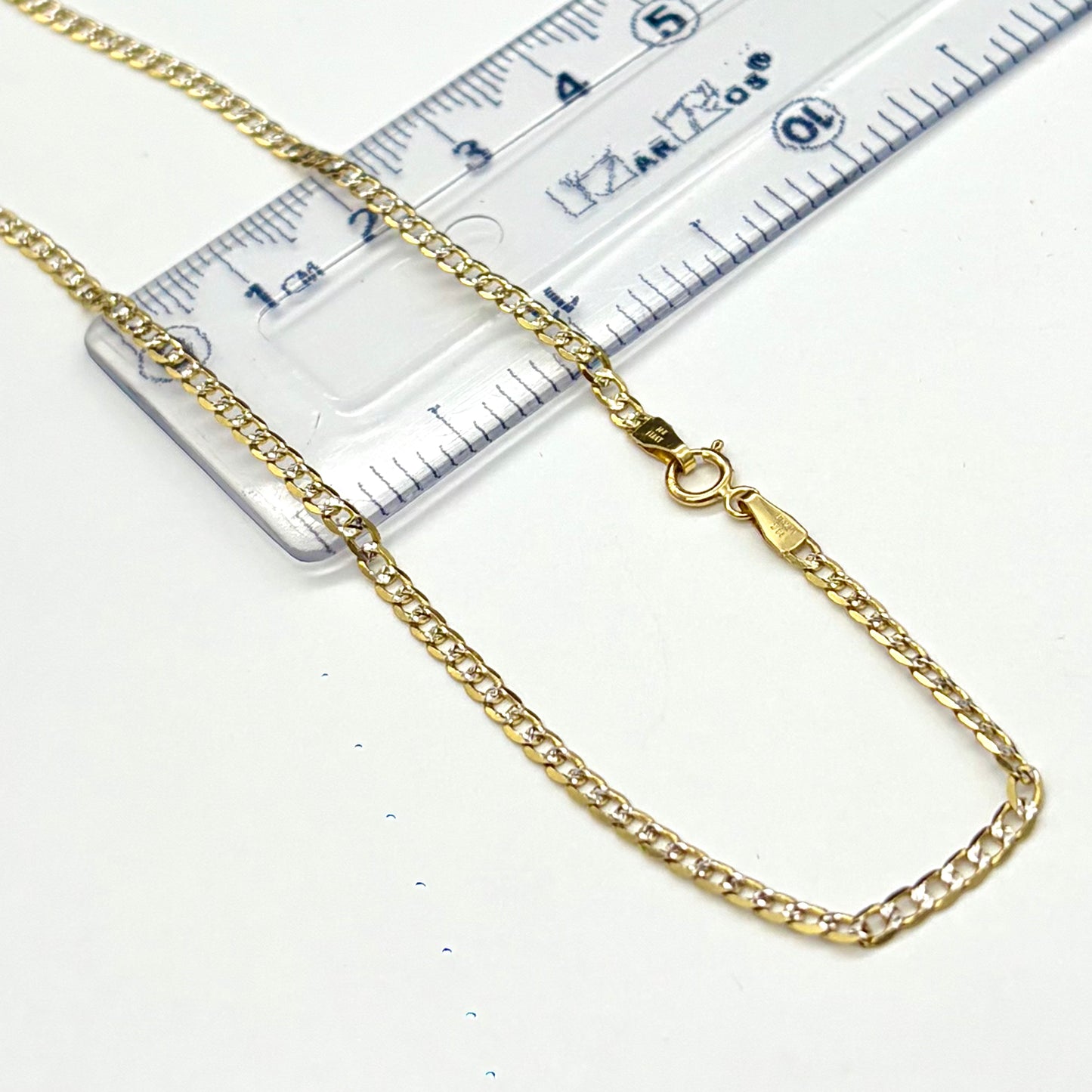 Cadena Cubana B Sólida Oro 14k