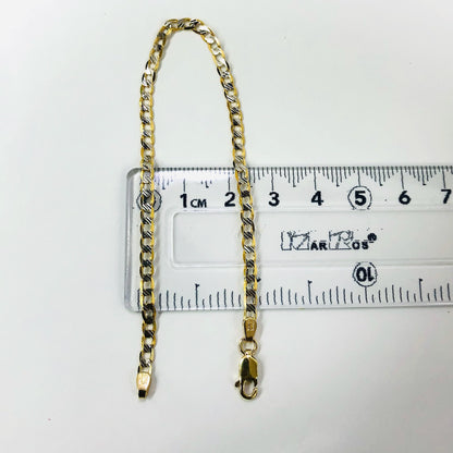 Pulsera Cubana Abierta Sólida Oro 14 k