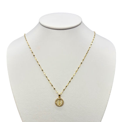 Cadena y dije Virgen de Guadalupe Amarilla Oro 14 k