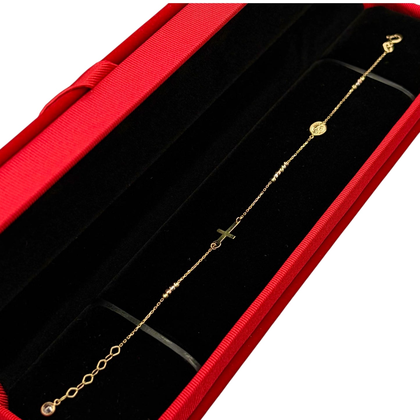 Pulsera Cruz & Guadalupe Oro 14 k