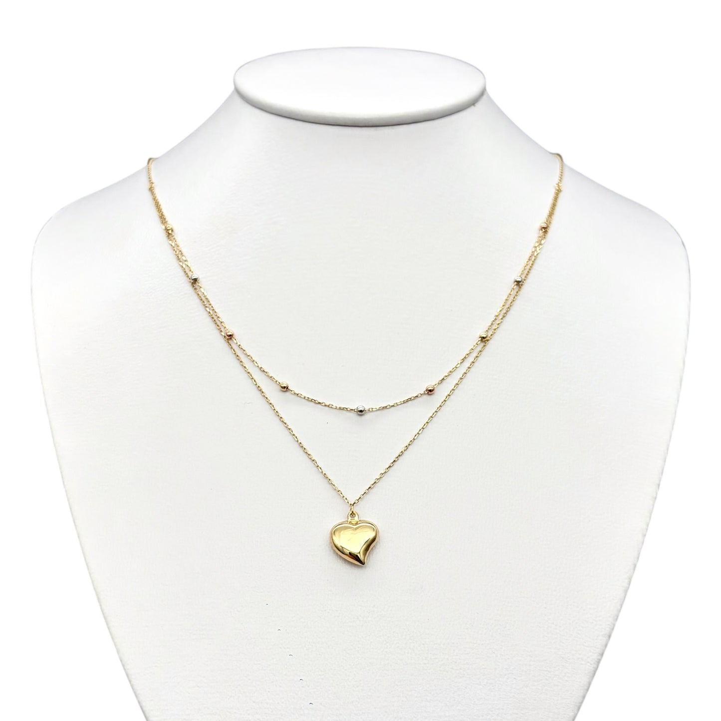 Gargantilla Doble Corazón Oro 14 k