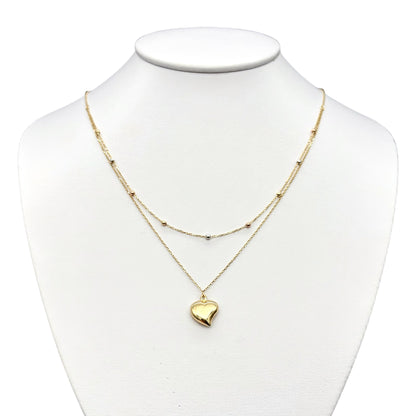 Gargantilla Doble Corazón Oro 14 k