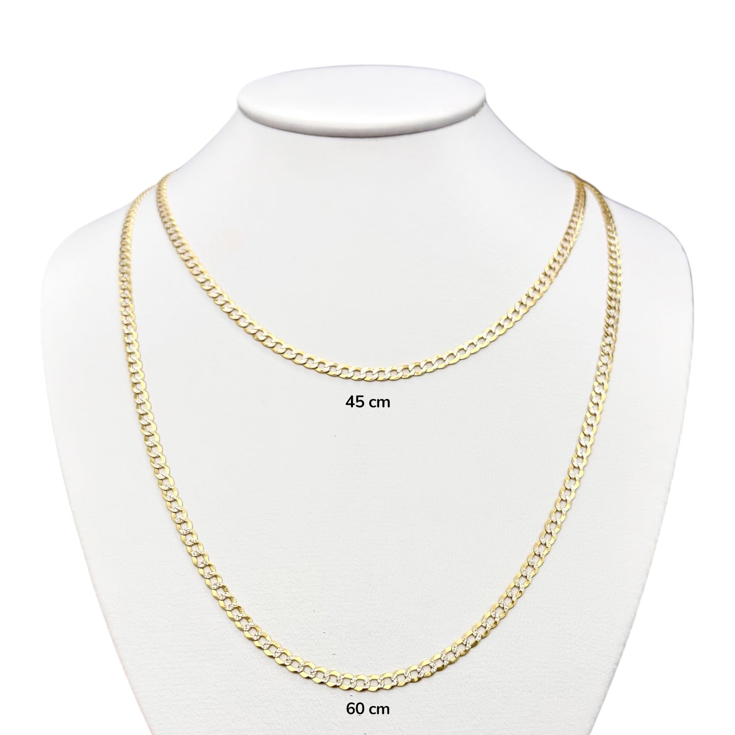 Cadena Cubana Bicolor Sólida Oro 14k