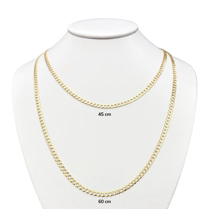 Cadena Cubana Bicolor Sólida Oro 14k
