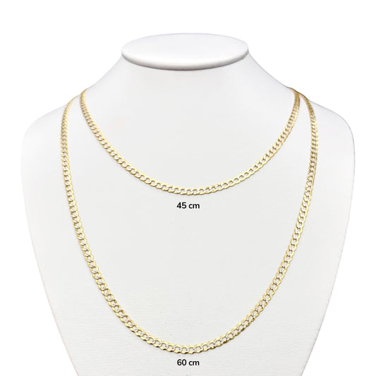 Cadena Cubana Bicolor Sólida Oro 14k